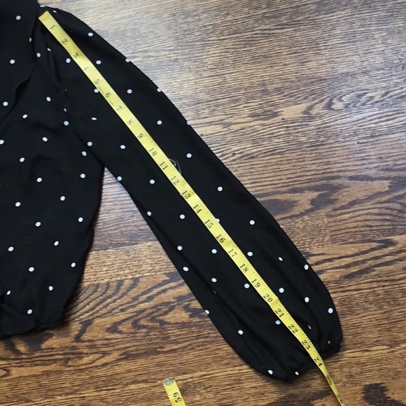 Dynamite Black and White Polka Don’t Faux Wrap Top - Picture 5 of 12